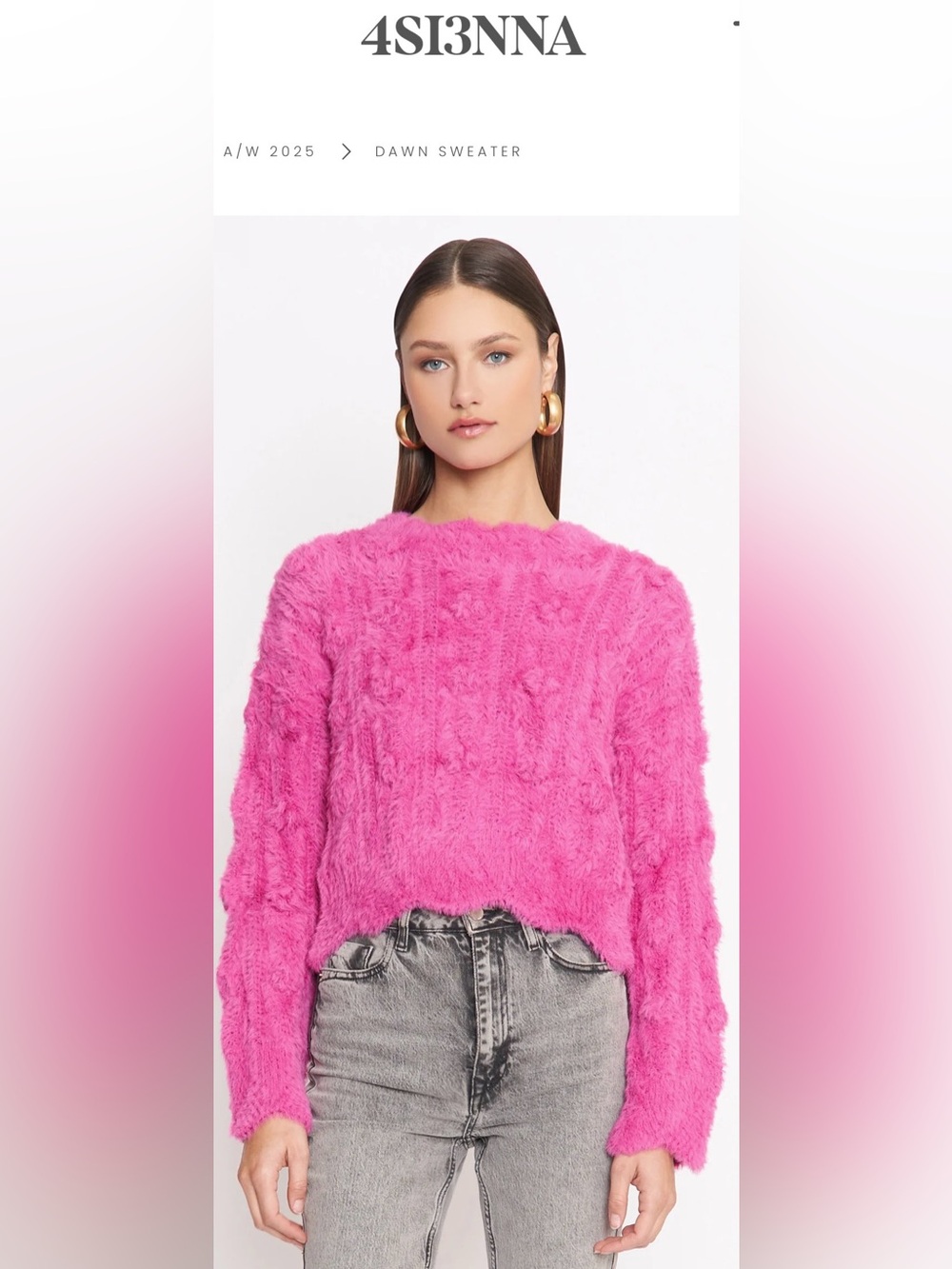 4SI3NNA Dawn Eyelash Knit Sweater in Magenta size Small